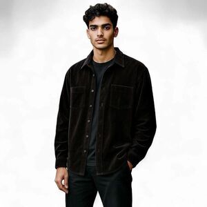 Hammer Made Black Velvet-like Mens Ewan Shirt Size XXL 18.5